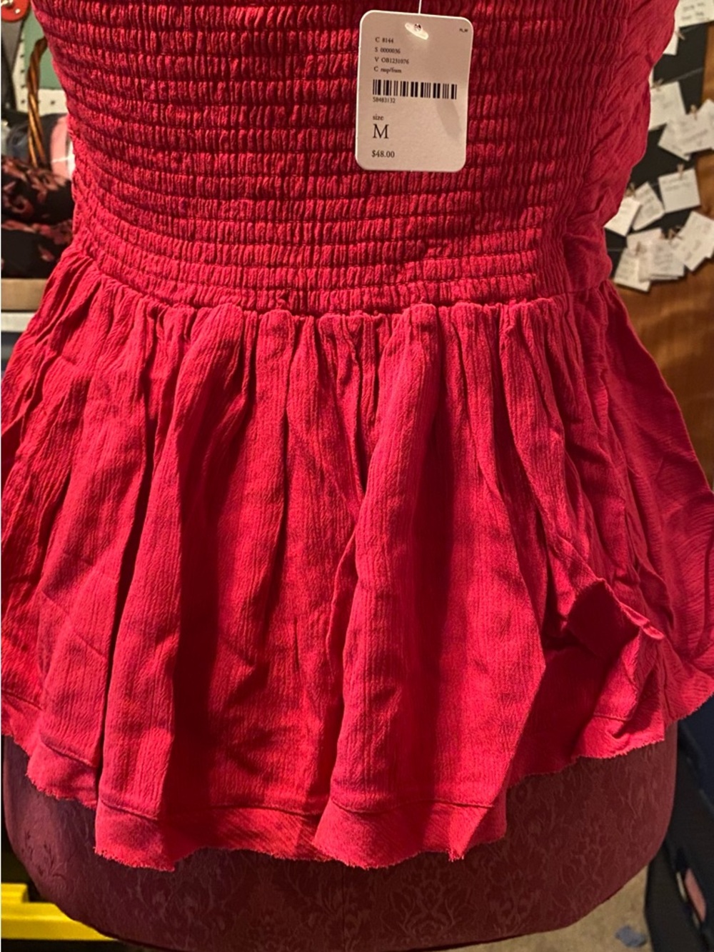 Free People Raspberry Ruffled Halter Top - Picture 2 of 6